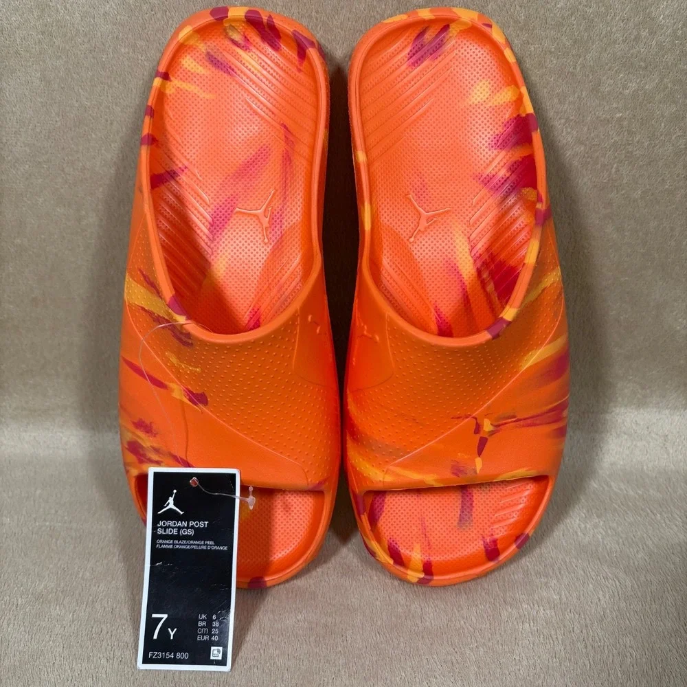 Nike Jordan Youth Post Slide Comfort Sandals‎ GS Size 7Y Orange Blaze FZ3154 800
